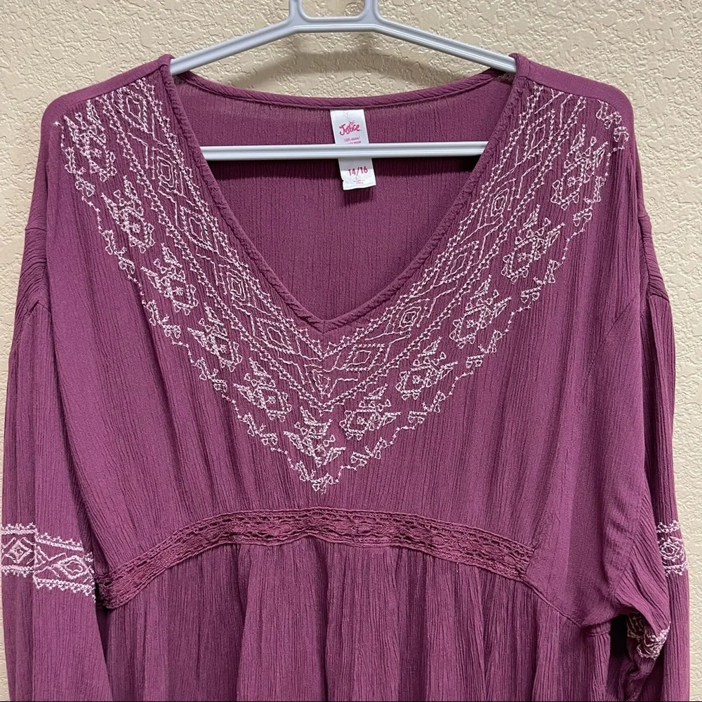 🛍3/$15🛍 JUSTICE Girls Peplum Tunic Top size 14/16 Mauve
